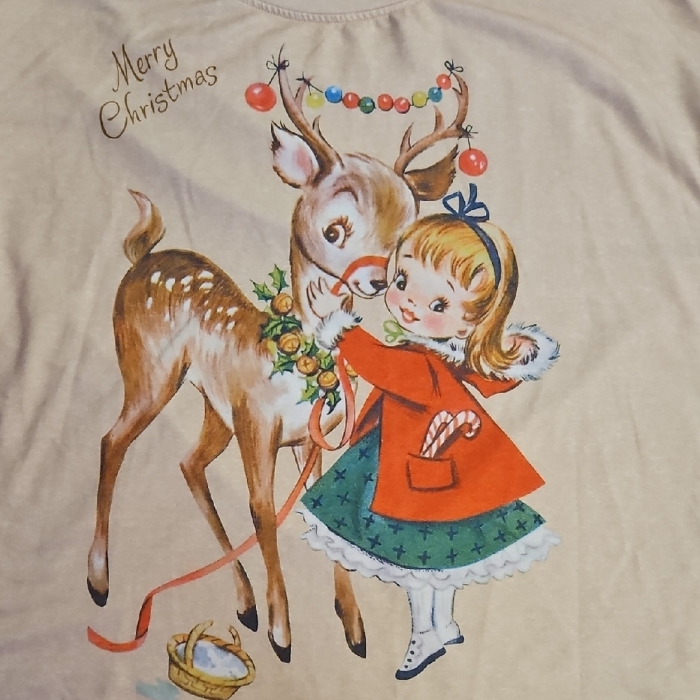 Vintage Style Christmas Reindeer Shirt - Picture 1 of 5